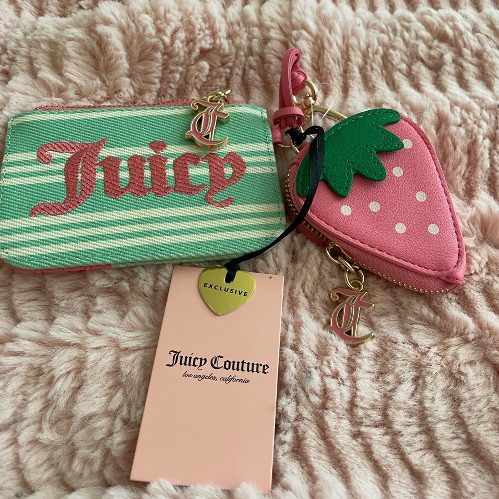 Juicy Couture Pink and Green Zippered Pouch